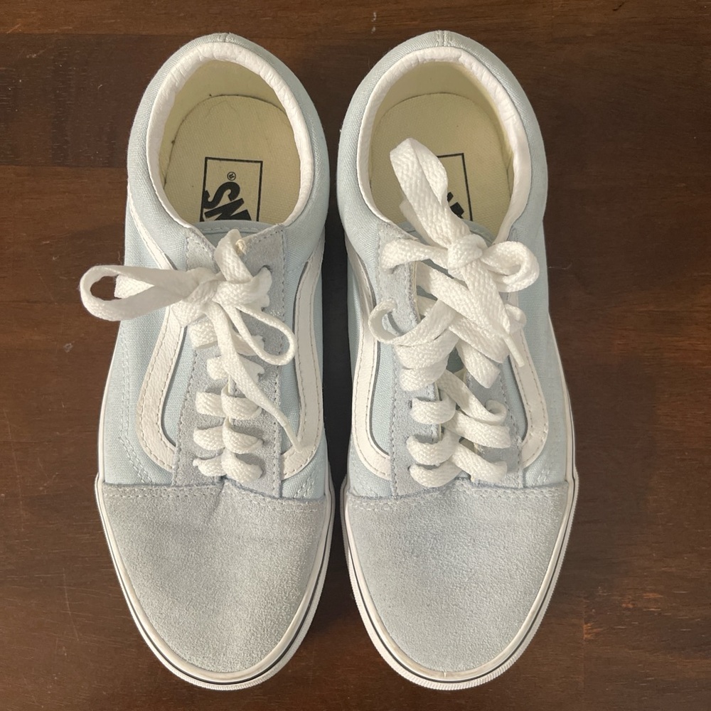 Vans Sky Blue and White Lace-Up Sneakers